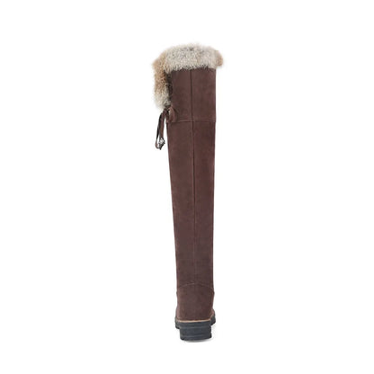 Womens Warm Leather Snow Knee High Boots Shoes