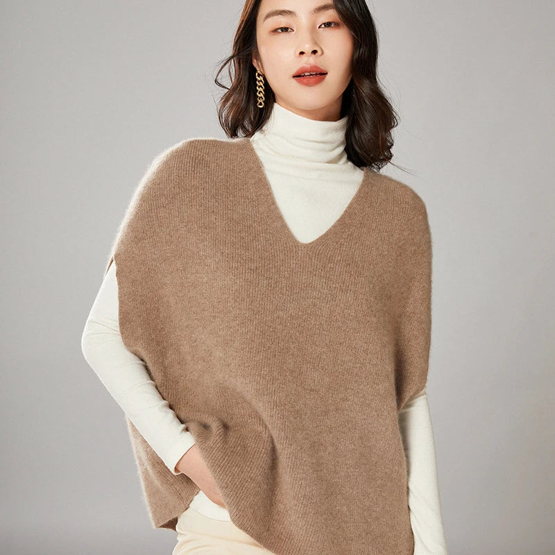 Chic Layering Aesthetic: Oversized V-Neck Knit Sweater Vest