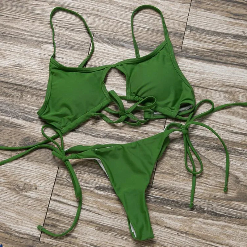 Stylish Hollow Out High Cut Micro Womens Swimsuit