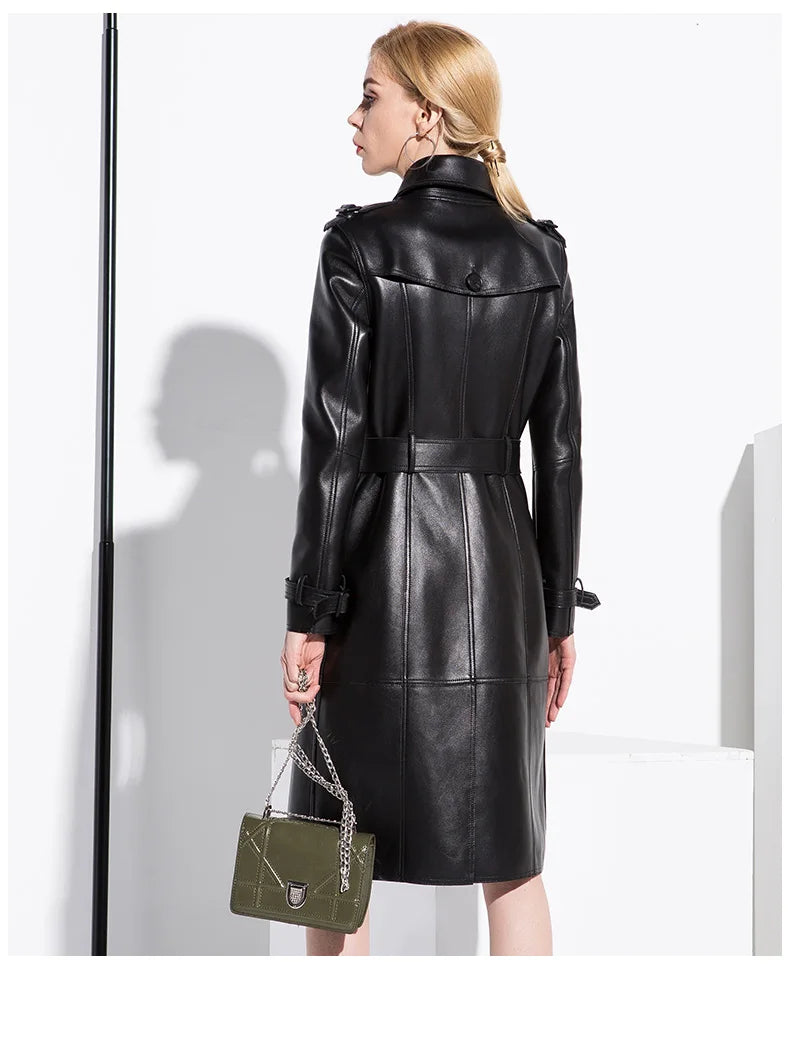 S 7xl Plus Size Faux Leather Women Trench Coats