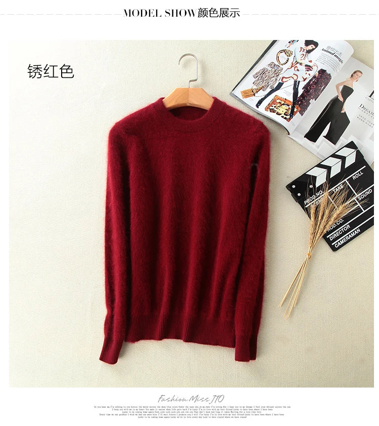 Womens Snow Flake Theme Mink Cashmere Sweaters