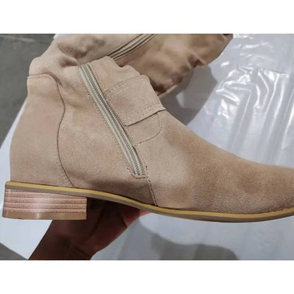 Elegant Faux Suede Low Heel Women Winter Ankle Boots