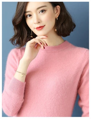 Womens Snow Flake Theme Mink Cashmere Sweaters