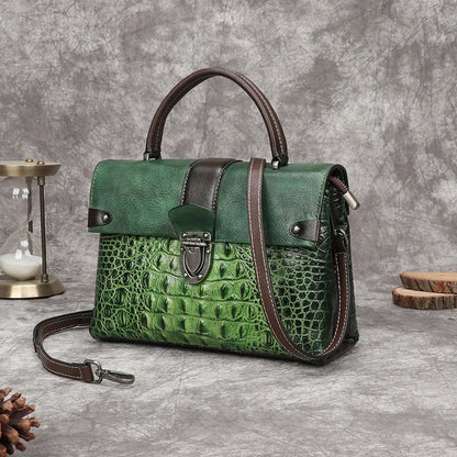 Womens Retro Crocodile Pattern Shoulder Bag 2025 Autumn Winter Fashion Small Square Crossbody