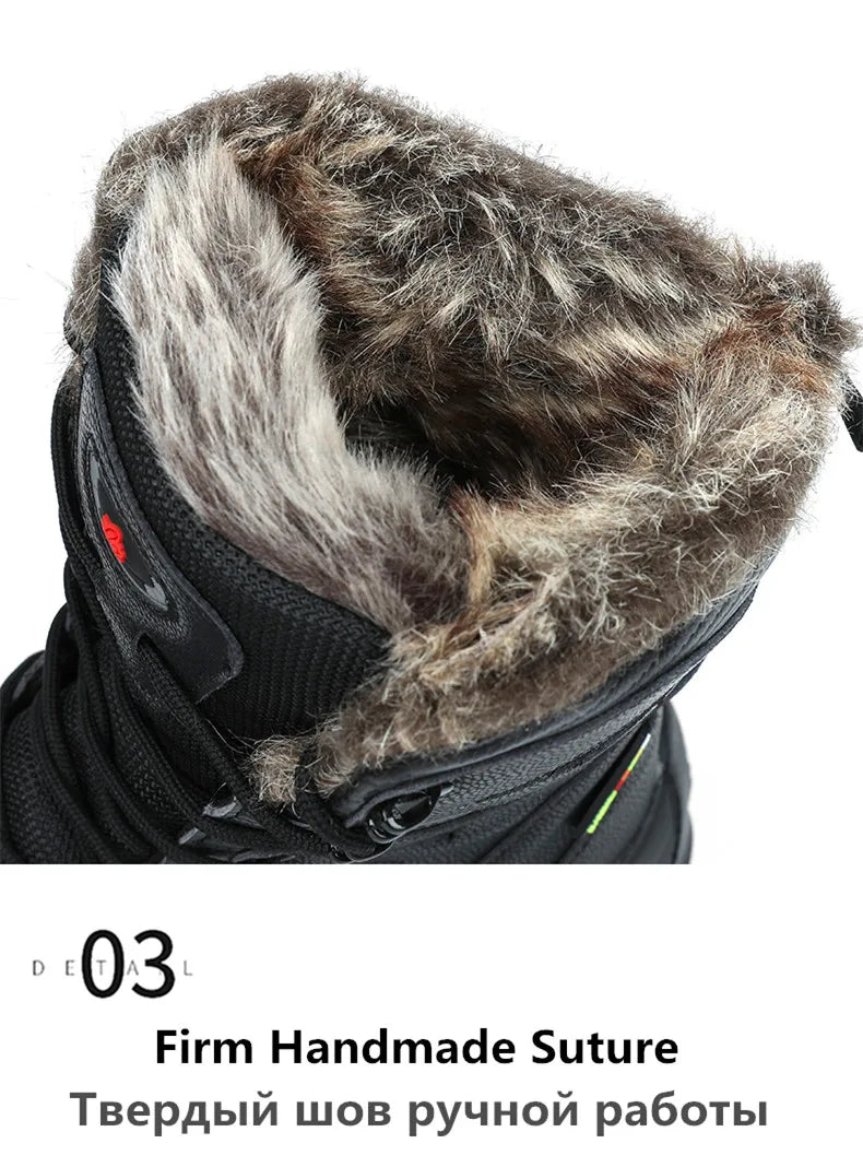 Large Size Winter Mens Boots Warm Plush Ankle Boots Sweat Wicking High Top Snow Boots Outdoor Sneakers For Men