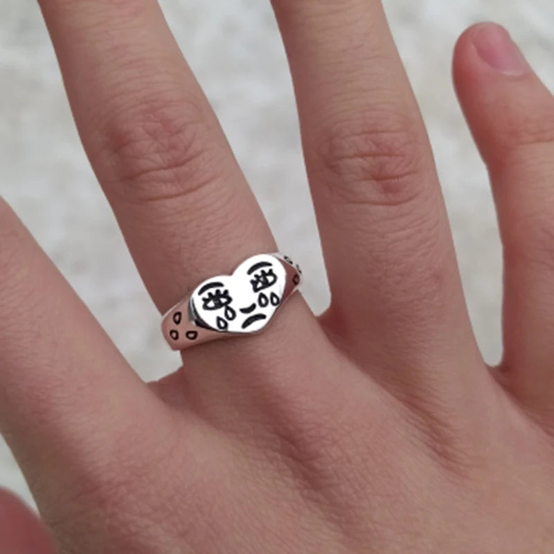 Cry Face Statement Ring – Adjustable Cute & Trendy Women’s Ring