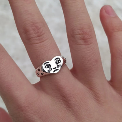 Cry Face Statement Ring – Adjustable Cute & Trendy Women’s Ring