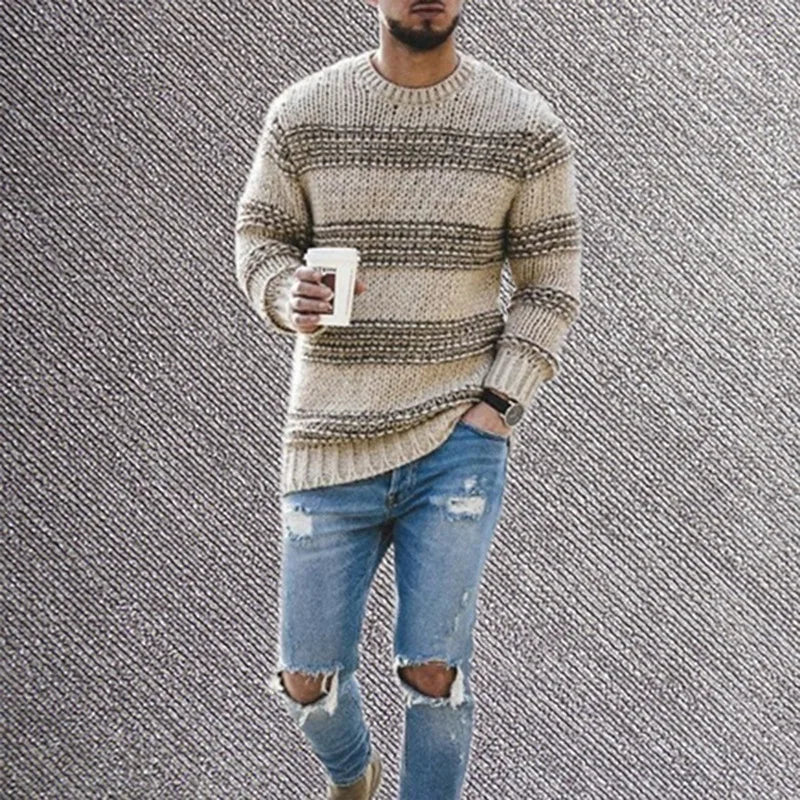2025 Mens Winter Knitted Sweater High Quality Cotton Crew Neck Pullover Casual Knitwear For Cold Weather