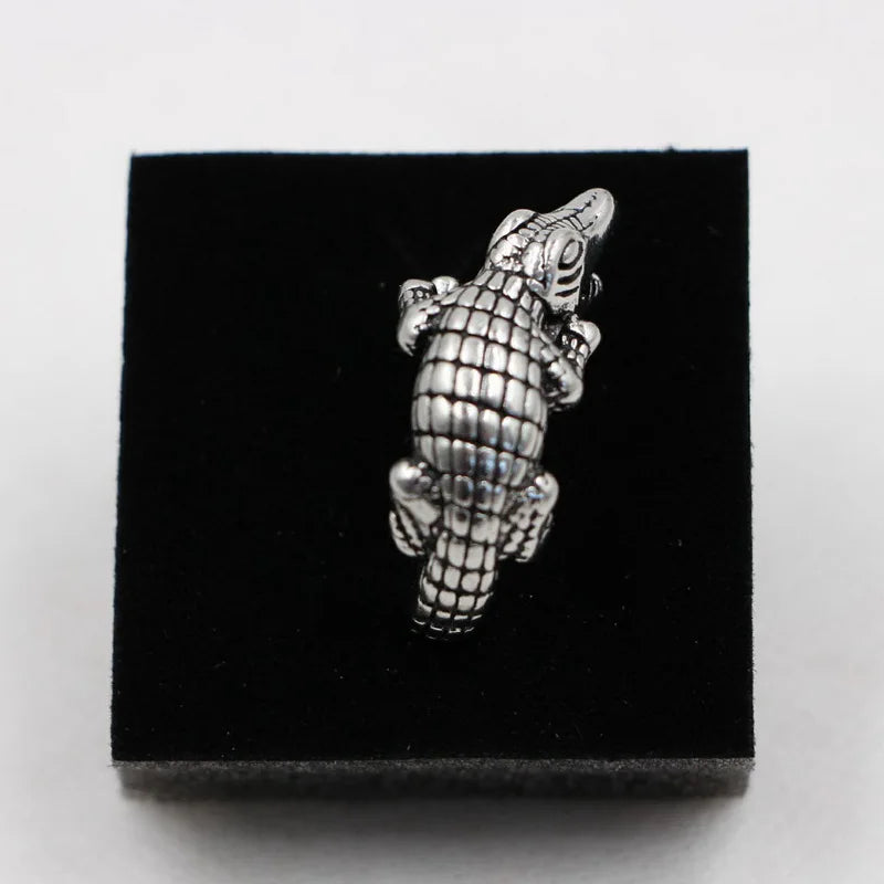 Punk Crocodile Ring – Adjustable Unisex Animal Statement Ring