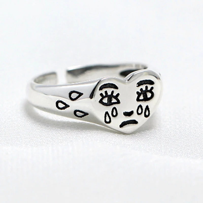 Cry Face Statement Ring – Adjustable Cute & Trendy Women’s Ring