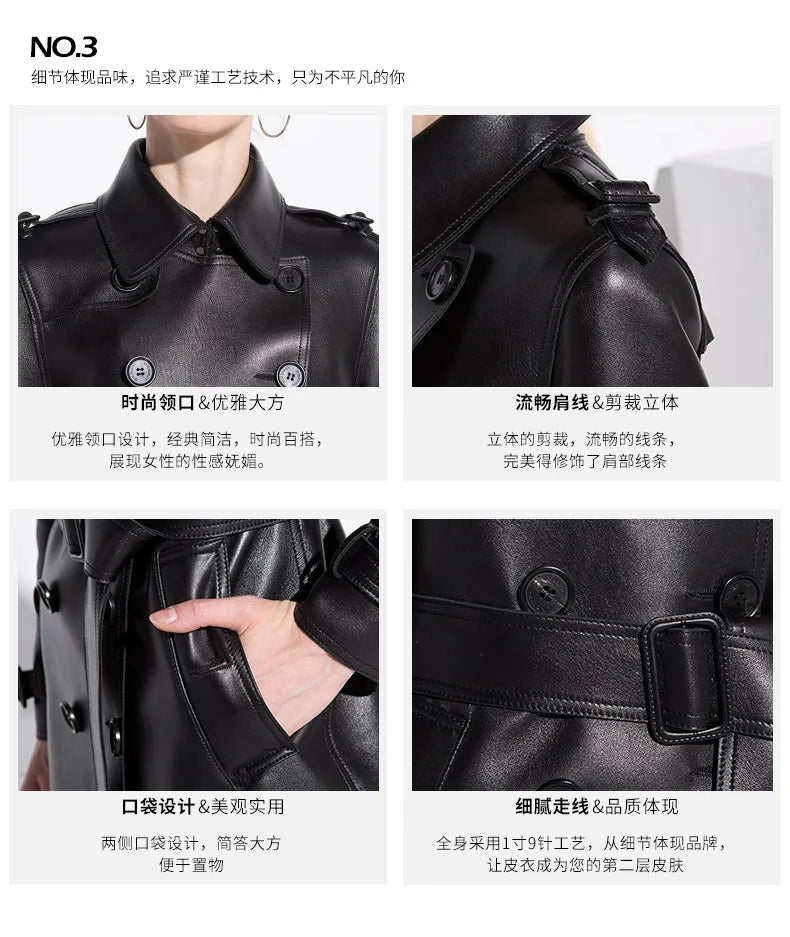 S 7xl Plus Size Faux Leather Women Trench Coats