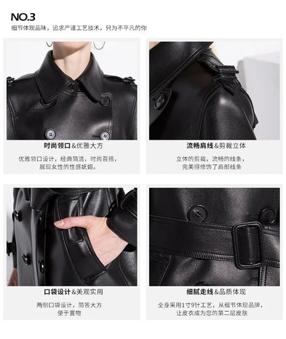 S 7xl Plus Size Faux Leather Women Trench Coats