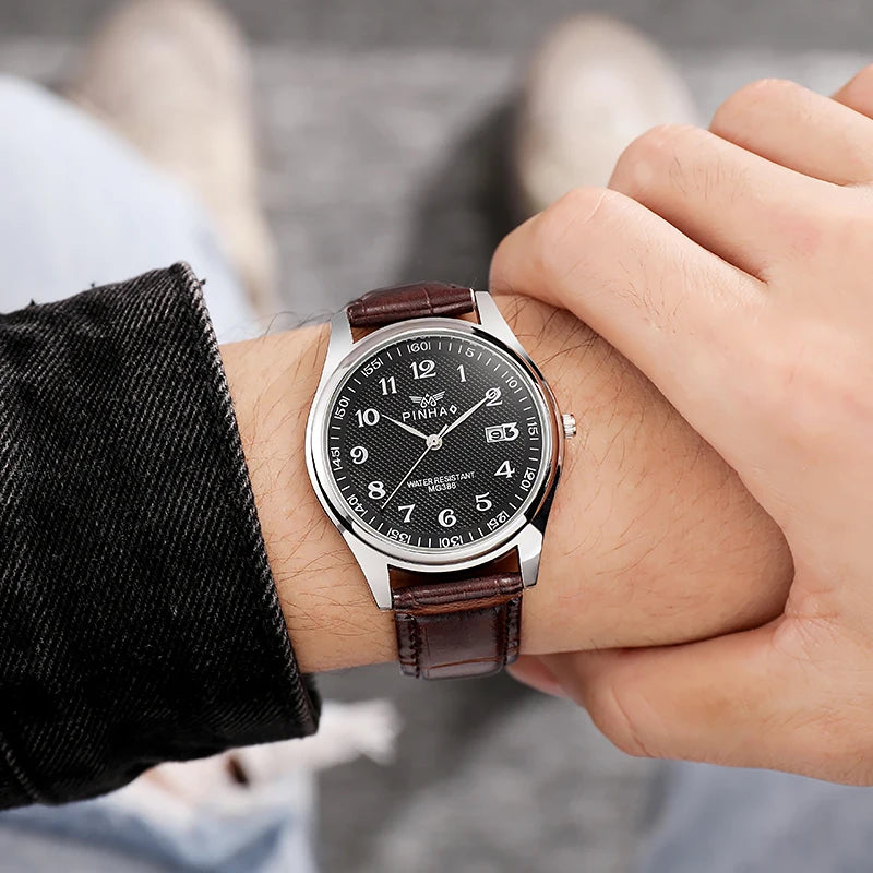 Mens Leather Strap Watch
