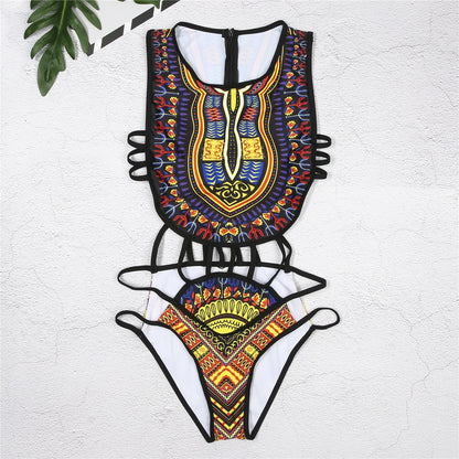 African Backless Style Sexy One Piece Women Bikini Bathing Suits