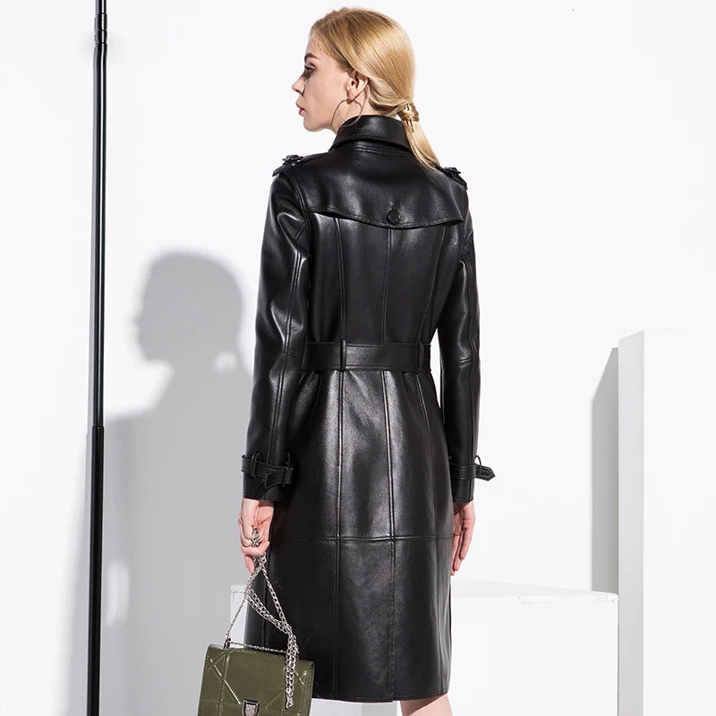 S 7xl Plus Size Faux Leather Women Trench Coats