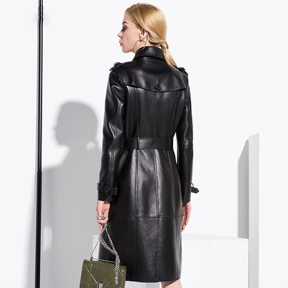 S 7xl Plus Size Faux Leather Women Trench Coats