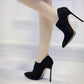Pointed Toe Stretch Suede Slip On Ankle Boots For Women