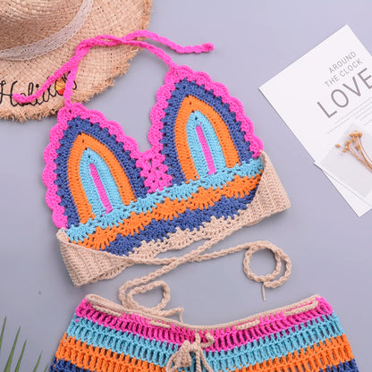 Super Creative Design Crochet Strapless Bikini Suit