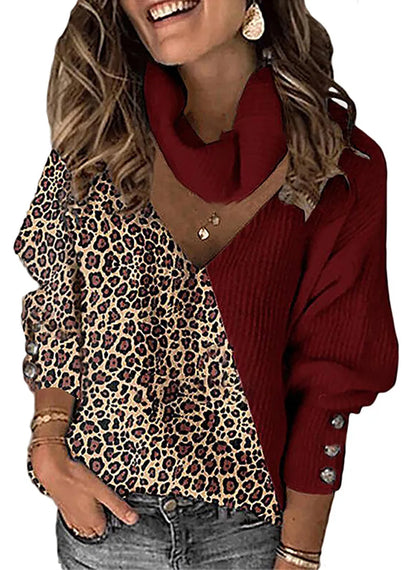 2025 Womens Patchwork Hoodie Leopard Print Drawstring Sweatshirt Casual Long Sleeve Pullover Top