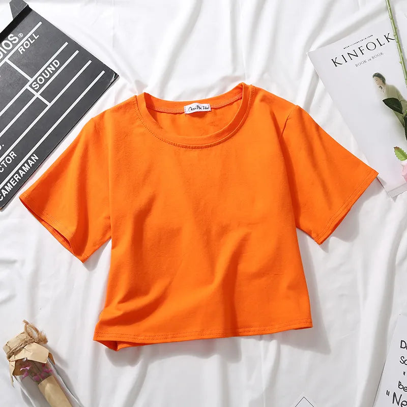 Short Sleeve Basic O Neck Summer Tops For Women
