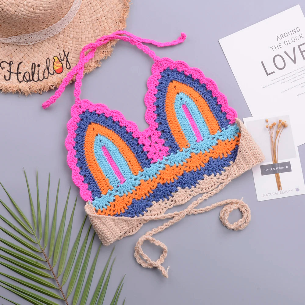 Super Creative Design Crochet Strapless Bikini Suit