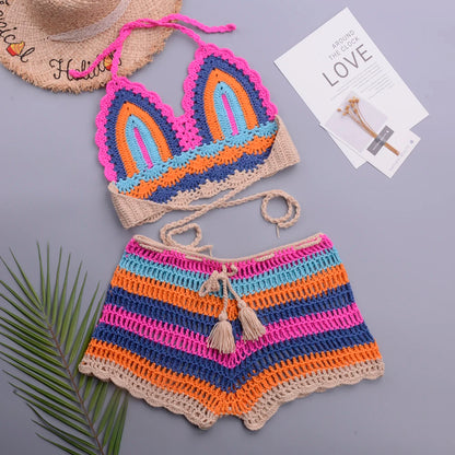 Super Creative Design Crochet Strapless Bikini Suit