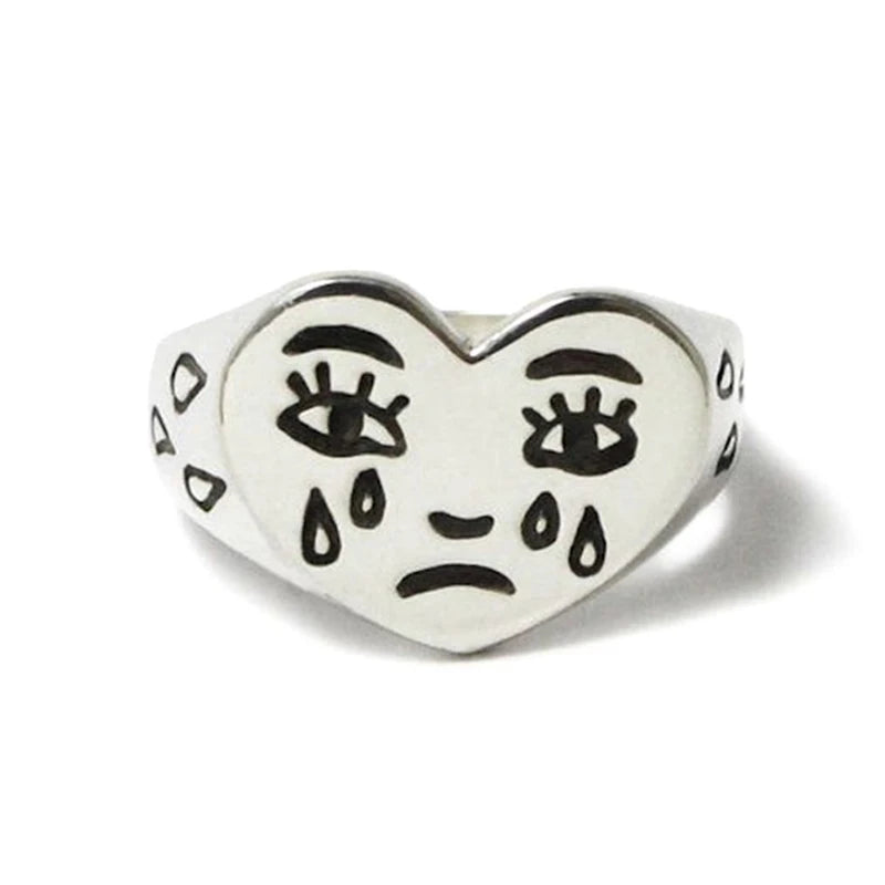 Cry Face Statement Ring – Adjustable Cute & Trendy Women’s Ring