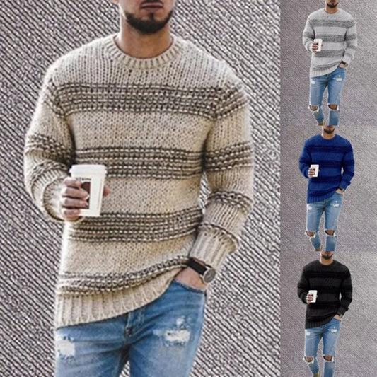 2025 Mens Winter Knitted Sweater High Quality Cotton Crew Neck Pullover Casual Knitwear For Cold Weather