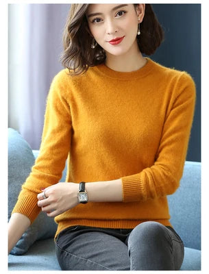 Womens Snow Flake Theme Mink Cashmere Sweaters