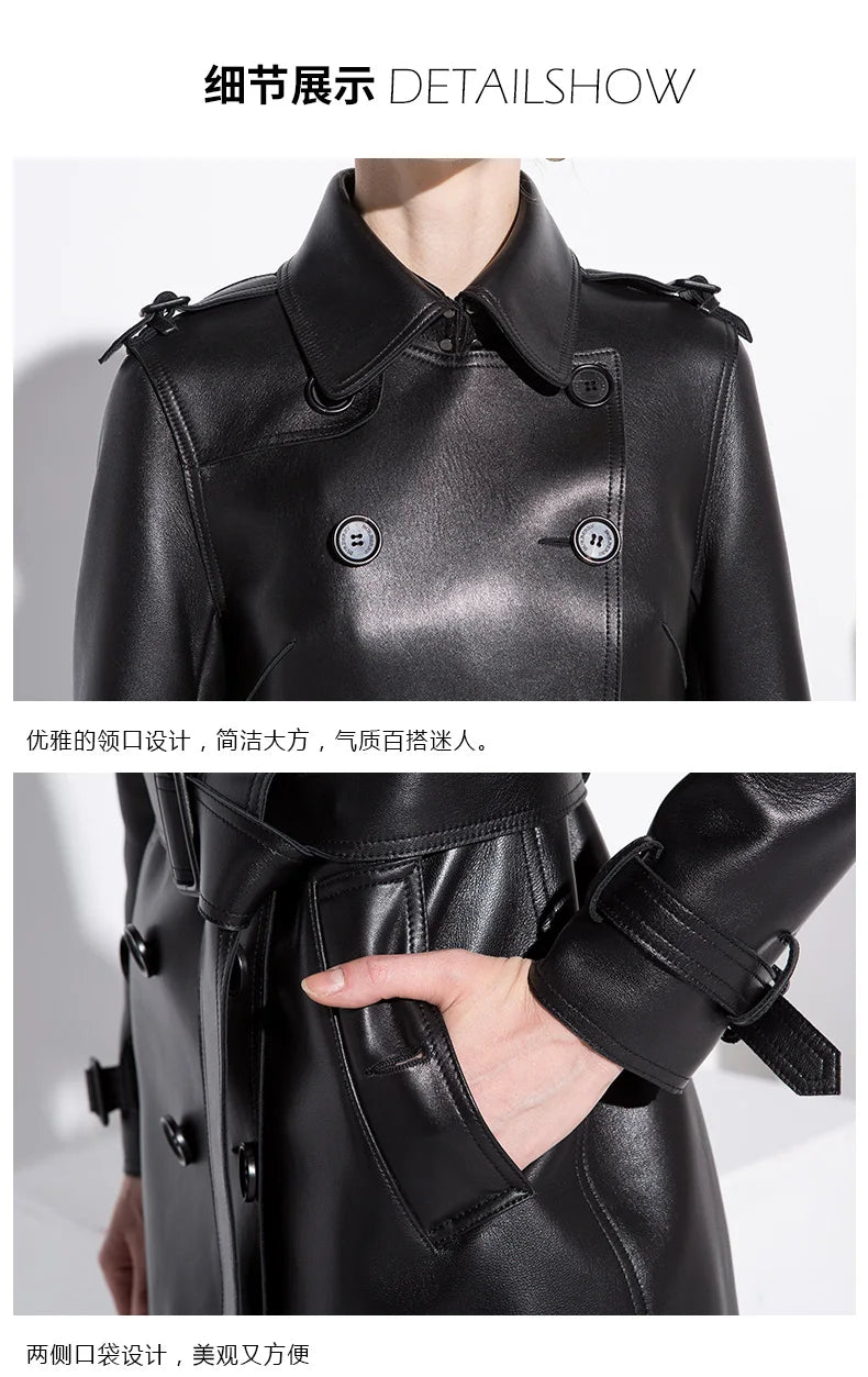S 7xl Plus Size Faux Leather Women Trench Coats