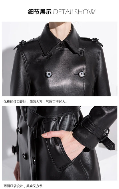 S 7xl Plus Size Faux Leather Women Trench Coats