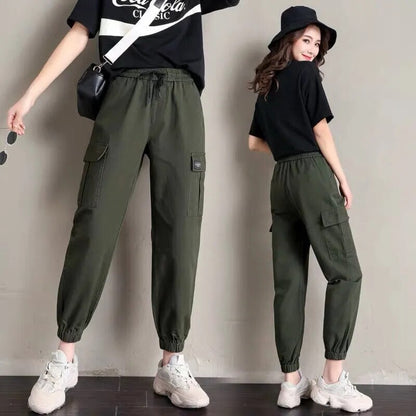 Warm Short Plush Inside Winter Cargo Pants For Women