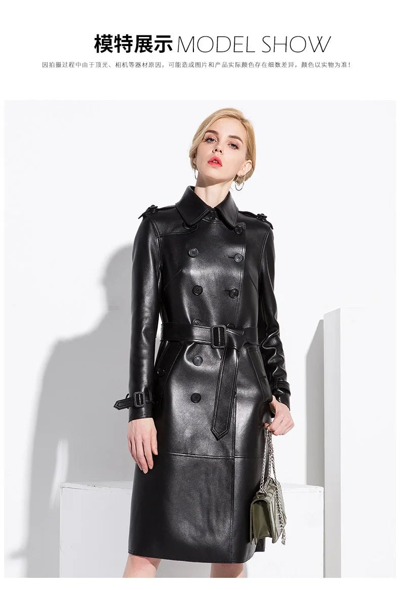 S 7xl Plus Size Faux Leather Women Trench Coats