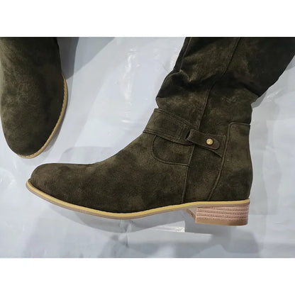 Elegant Faux Suede Low Heel Women Winter Ankle Boots