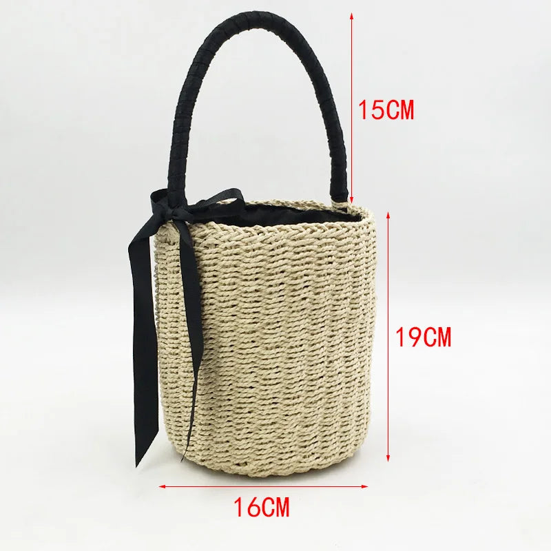 Summer Aesthetics: Chic Straw Woven Bucket Bag