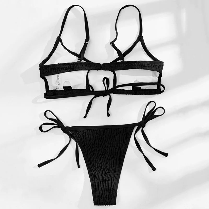 Stylish Hollow Out High Cut Micro Womens Swimsuit