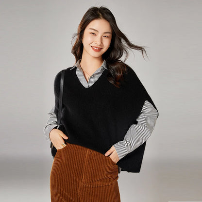 Chic Layering Aesthetic: Oversized V-Neck Knit Sweater Vest