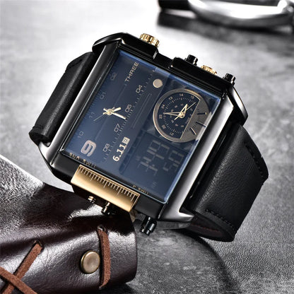 Multiple Time Zone Luxury Square Men Watches