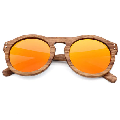 Round Wooden Polarized Sunglasses – UV400 Zebra Wood Sun Glasses