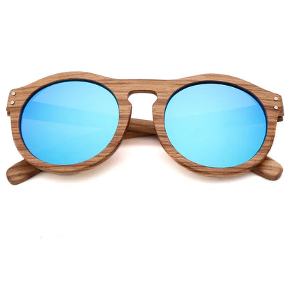 Round Wooden Polarized Sunglasses – UV400 Zebra Wood Sun Glasses