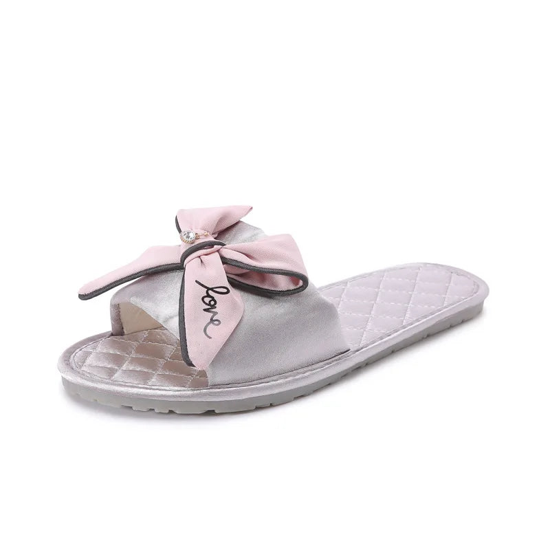 Sandals Women 2025 Hot Female Bowknot Flax Linen Flip Flops Beach Shoes Sandalia Feminina