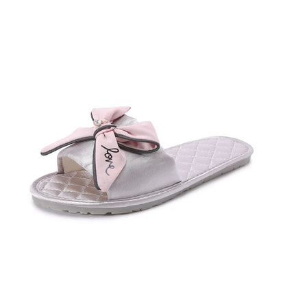 Sandals Women 2025 Hot Female Bowknot Flax Linen Flip Flops Beach Shoes Sandalia Feminina
