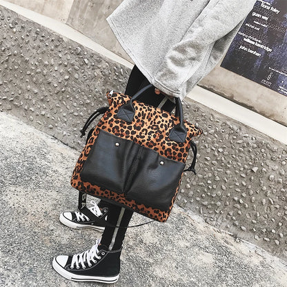 Leopard Patchwork Shoulder Bag: High-Quality, Spacious Tote Bag