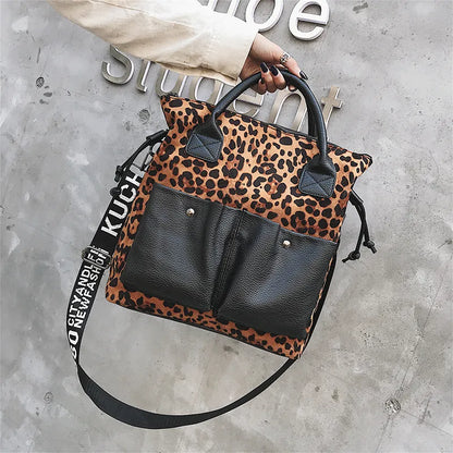 Leopard Patchwork Shoulder Bag: High-Quality, Spacious Tote Bag