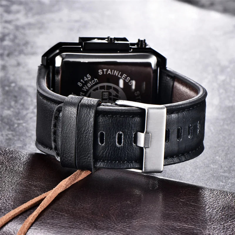 Multiple Time Zone Luxury Square Men Watches