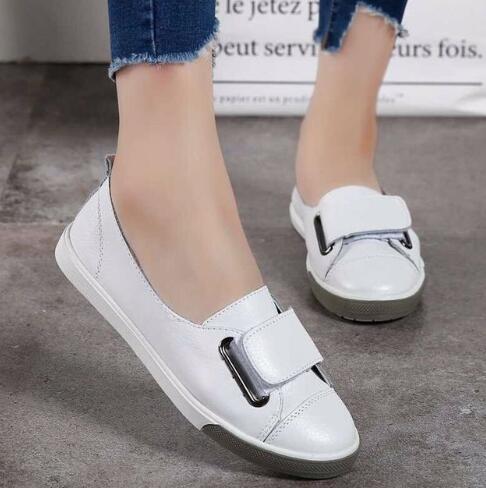 Genuine Leather Summer Style White Black Shoes