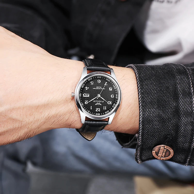 Mens Leather Strap Watch