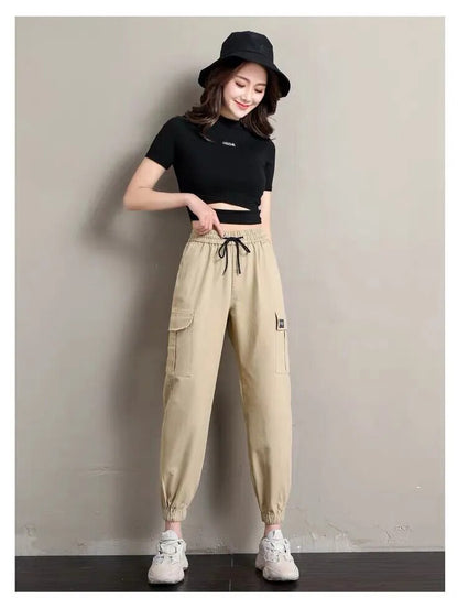 Warm Short Plush Inside Winter Cargo Pants For Women