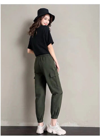 Warm Short Plush Inside Winter Cargo Pants For Women