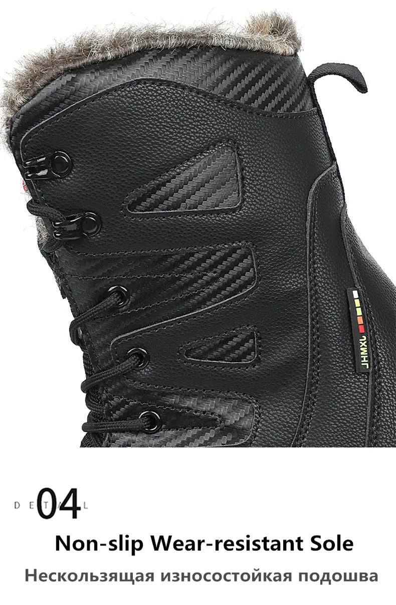 Large Size Winter Mens Boots Warm Plush Ankle Boots Sweat Wicking High Top Snow Boots Outdoor Sneakers For Men